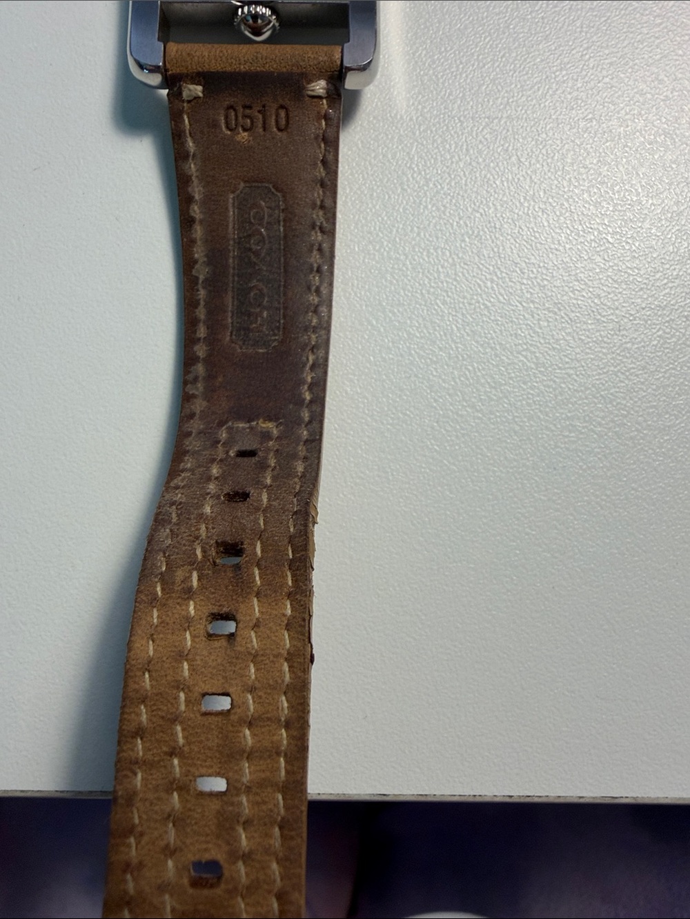 Coach Brown Leather Strap Silver Square Dial Women's Watch - Picture 5 of 7